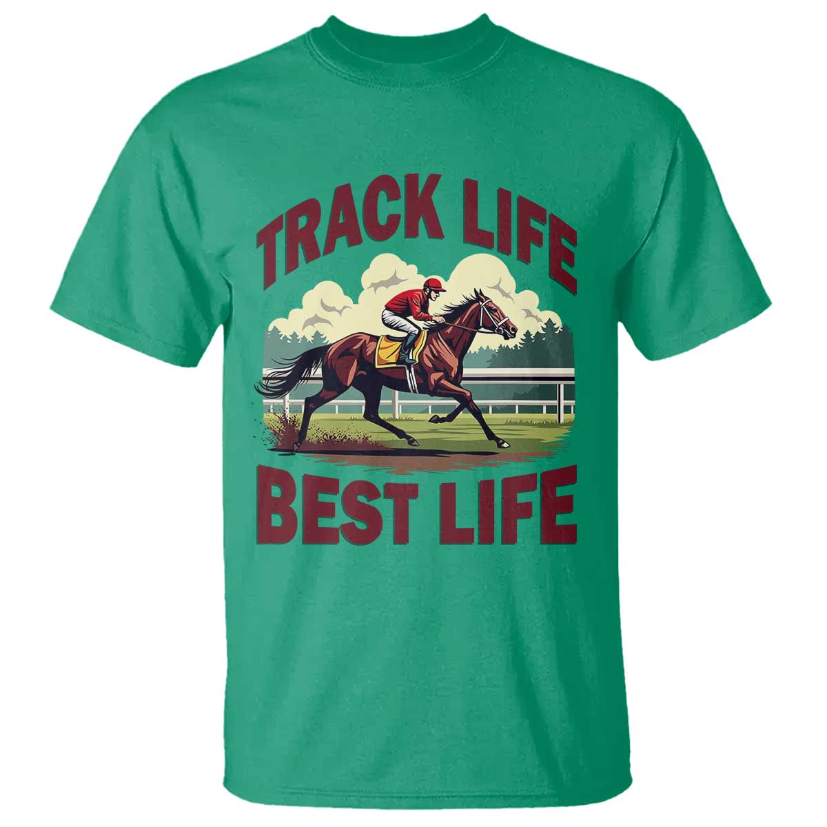 Track Life Best Life Horse Racing Enthusiast T Shirt Retro Jockey and Racehorse Trackside Southern Equestrian