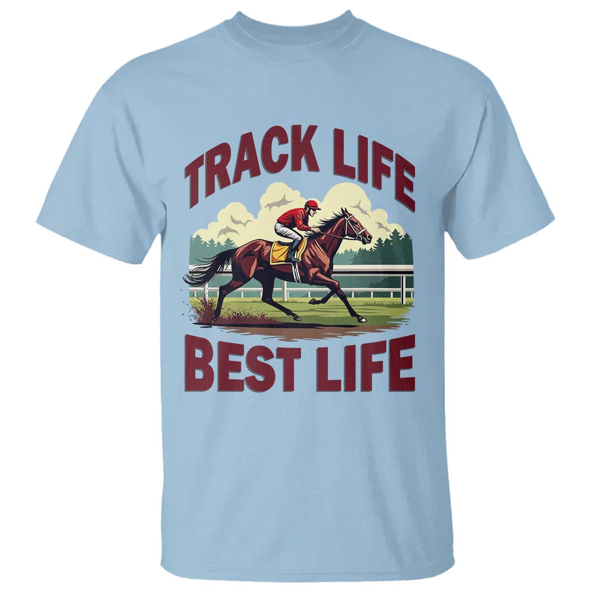 Track Life Best Life Horse Racing Enthusiast T Shirt Retro Jockey and Racehorse Trackside Southern Equestrian