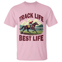 Track Life Best Life Horse Racing Enthusiast T Shirt Retro Jockey and Racehorse Trackside Southern Equestrian