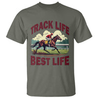 Track Life Best Life Horse Racing Enthusiast T Shirt Retro Jockey and Racehorse Trackside Southern Equestrian