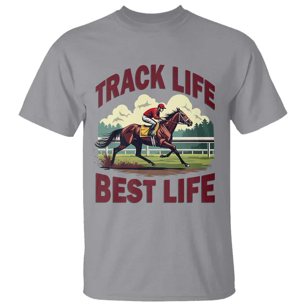 Track Life Best Life Horse Racing Enthusiast T Shirt Retro Jockey and Racehorse Trackside Southern Equestrian