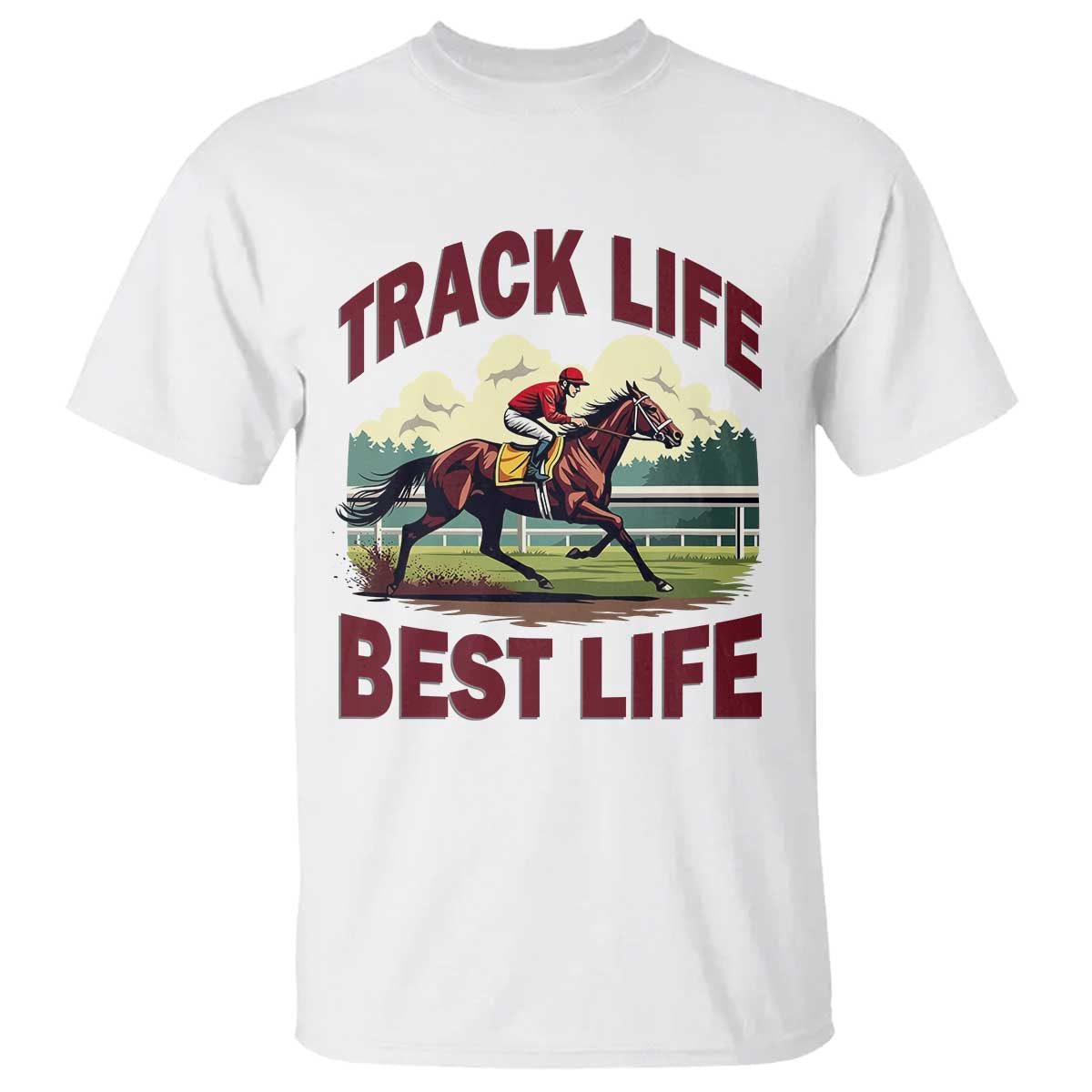 Track Life Best Life Horse Racing Enthusiast T Shirt Retro Jockey and Racehorse Trackside Southern Equestrian