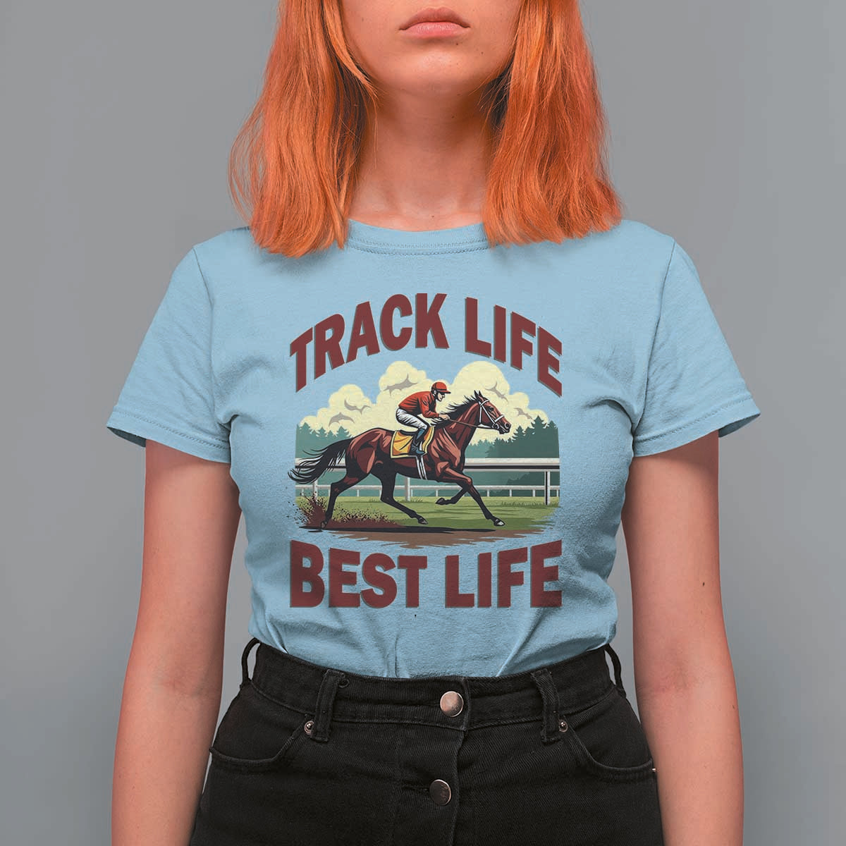 Track Life Best Life Horse Racing Enthusiast T Shirt For Women Retro Jockey and Racehorse Trackside Southern Equestrian