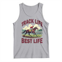 Track Life Best Life Horse Racing Enthusiast Tank Top Retro Jockey and Racehorse Trackside Southern Equestrian