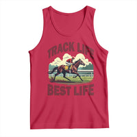 Track Life Best Life Horse Racing Enthusiast Tank Top Retro Jockey and Racehorse Trackside Southern Equestrian