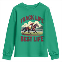 Track Life Best Life Horse Racing Enthusiast Youth Sweatshirt Retro Jockey and Racehorse Trackside Southern Equestrian