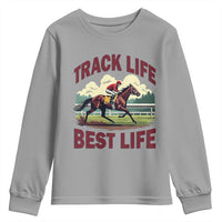 Track Life Best Life Horse Racing Enthusiast Youth Sweatshirt Retro Jockey and Racehorse Trackside Southern Equestrian