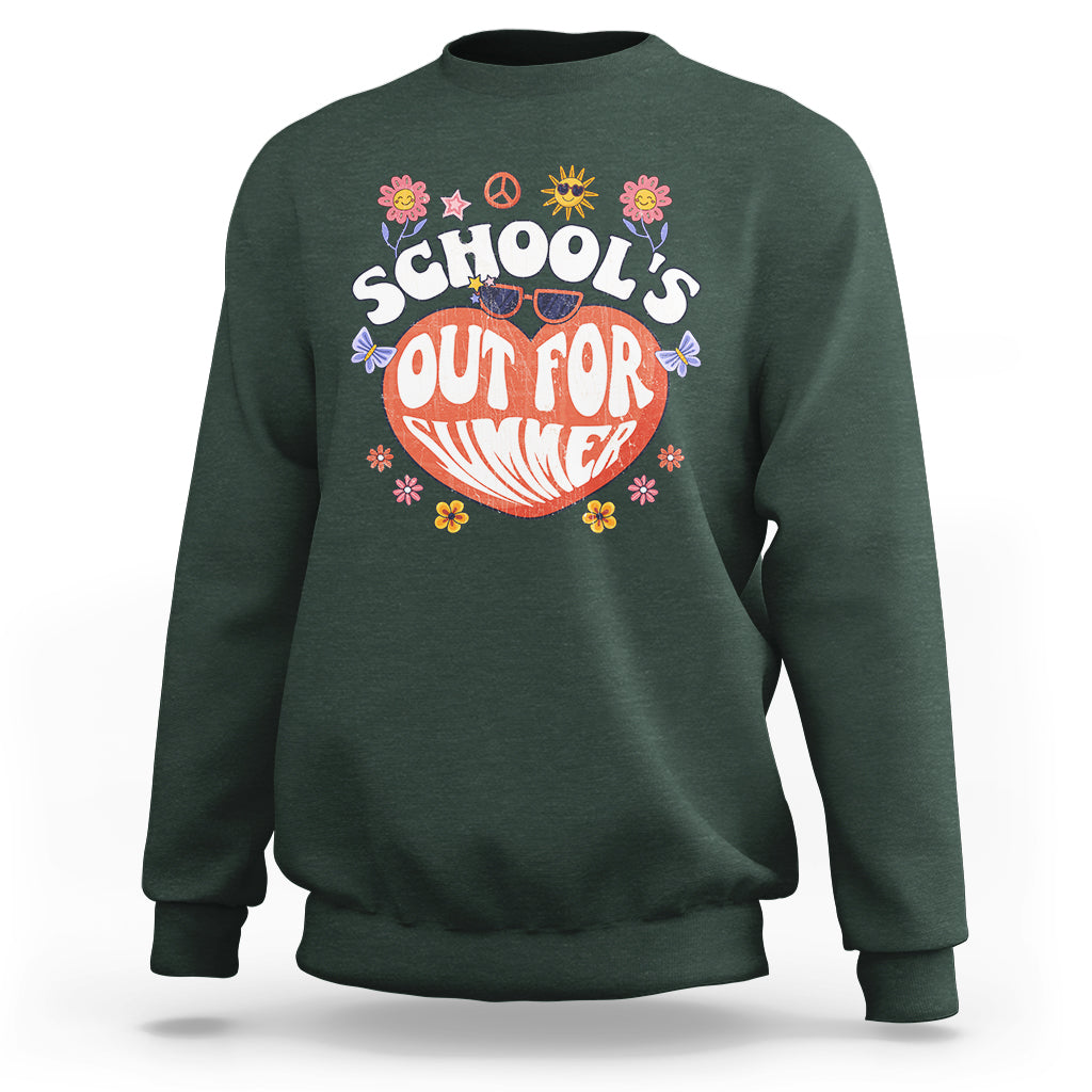 Summer Break Sweatshirt Retro Last Day of School's Out For Summer Teacher Boys Girls - Wonder Print Shop