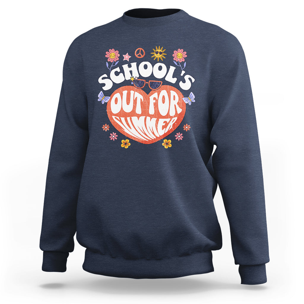 Summer Break Sweatshirt Retro Last Day of School's Out For Summer Teacher Boys Girls - Wonder Print Shop