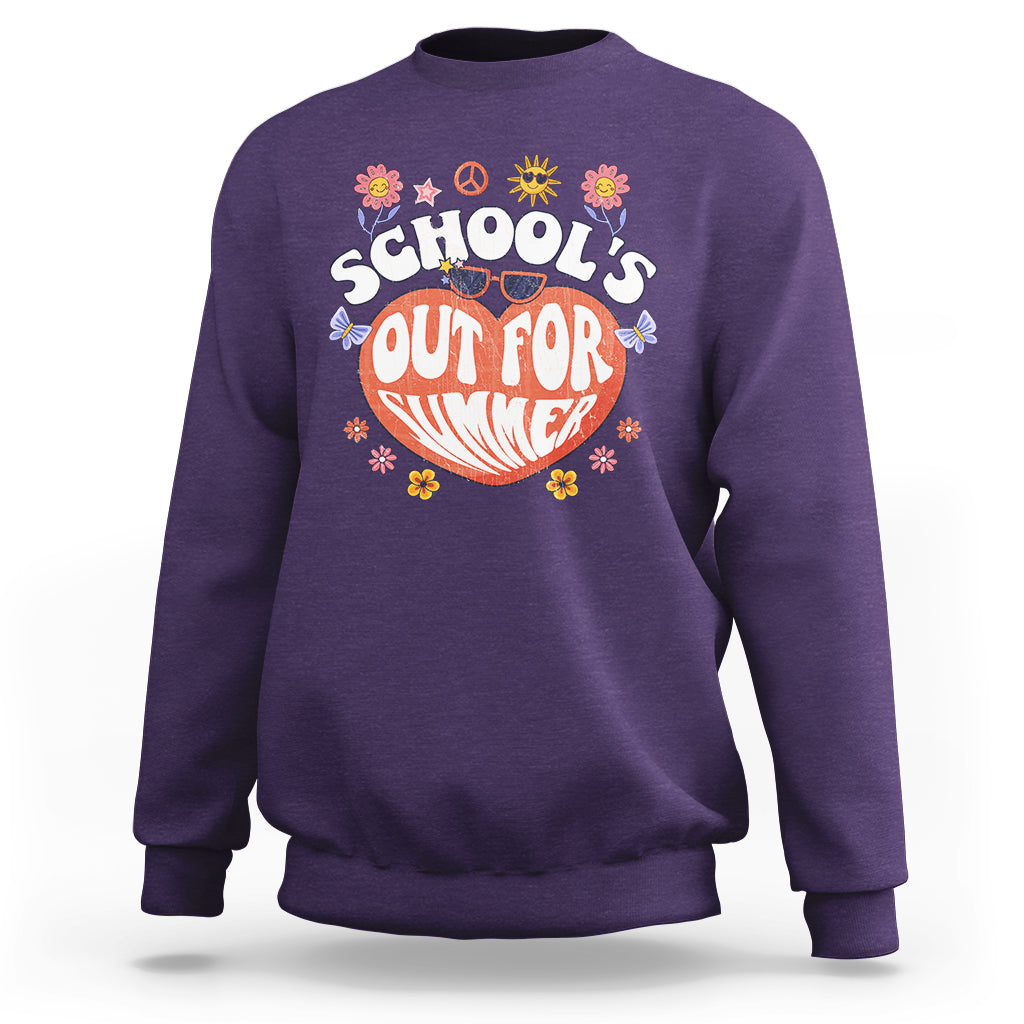 Summer Break Sweatshirt Retro Last Day of School's Out For Summer Teacher Boys Girls - Wonder Print Shop