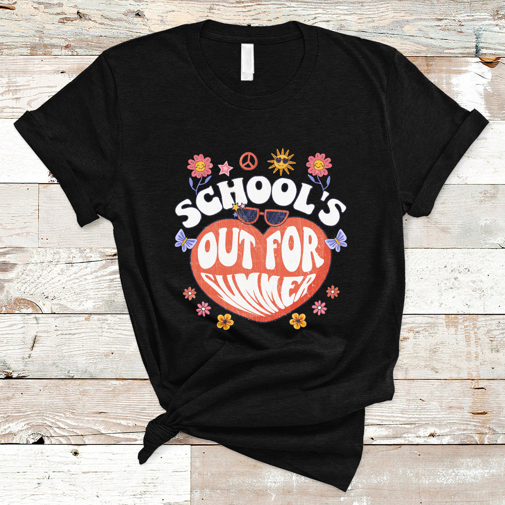 Summer Break T Shirt Retro Last Day of School's Out For Summer Teacher Boys Girls - Wonder Print Shop