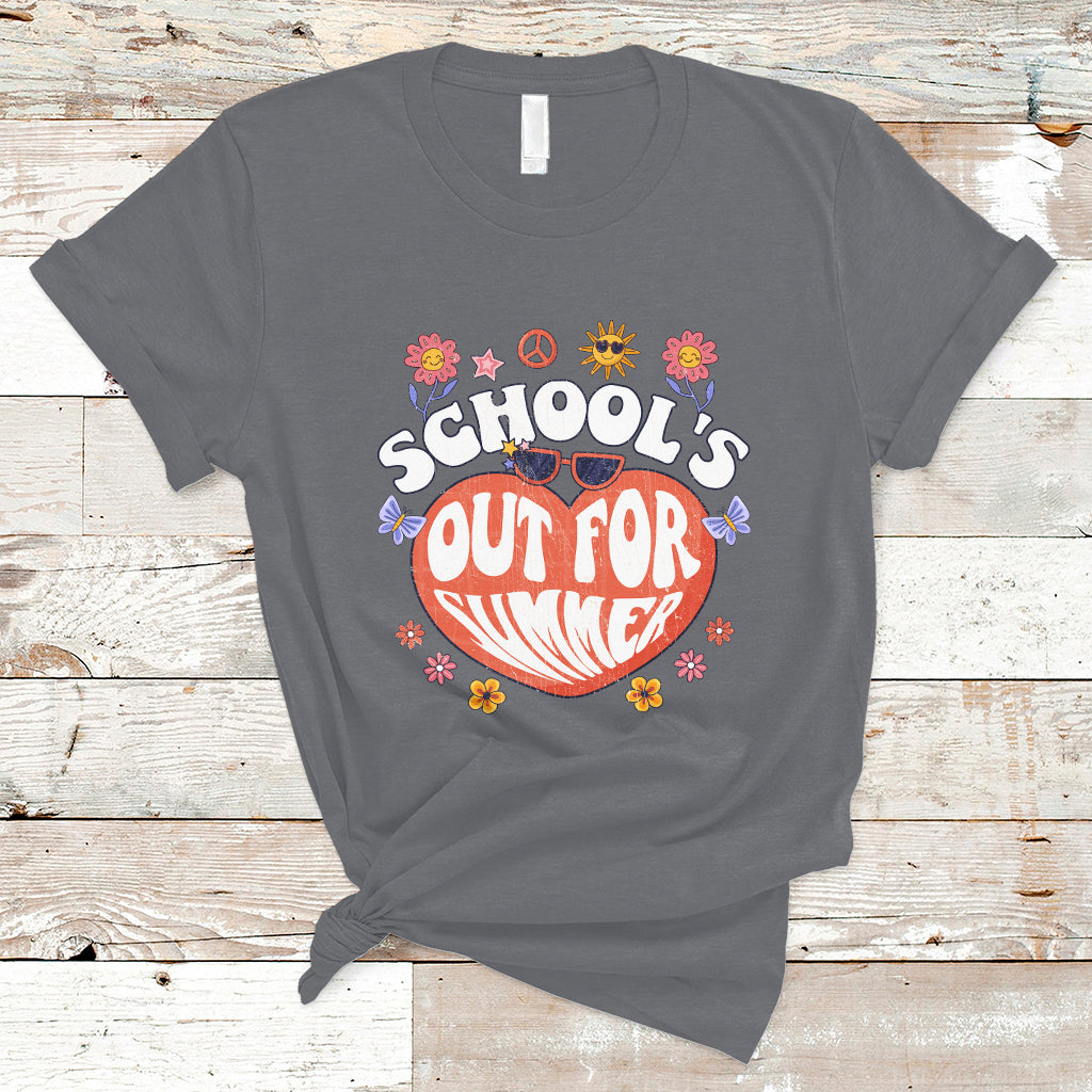 Summer Break T Shirt Retro Last Day of School's Out For Summer Teacher Boys Girls - Wonder Print Shop