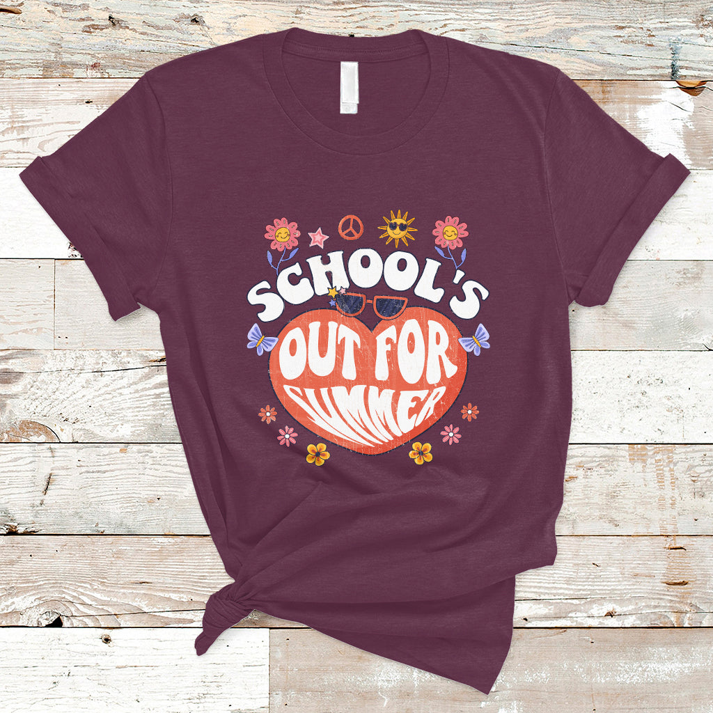 Summer Break T Shirt Retro Last Day of School's Out For Summer Teacher Boys Girls - Wonder Print Shop