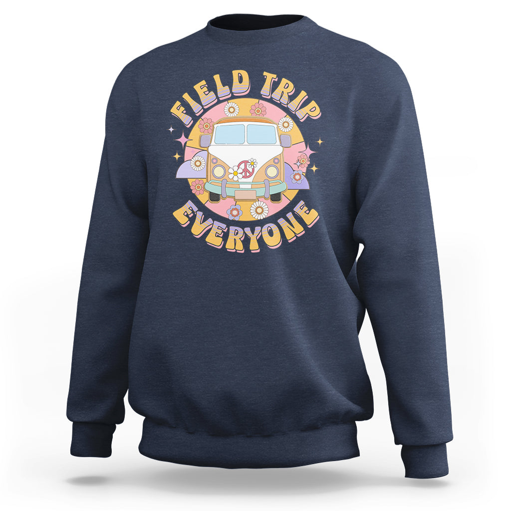 Summer Break Sweatshirt Field School Trip Anyone Groovy School Bus Driver Hippie Bus - Wonder Print Shop