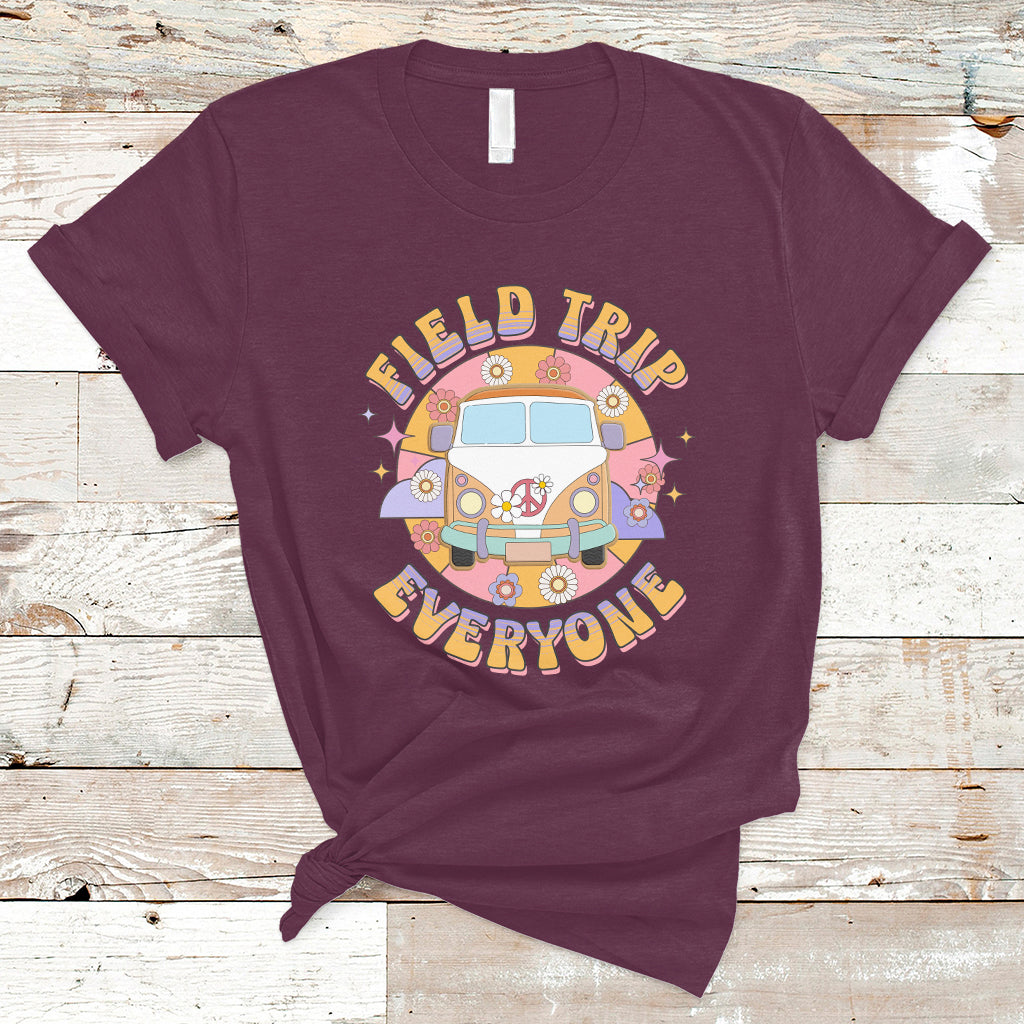 Summer Break T Shirt Field School Trip Anyone Groovy School Bus Driver Hippie Bus - Wonder Print Shop