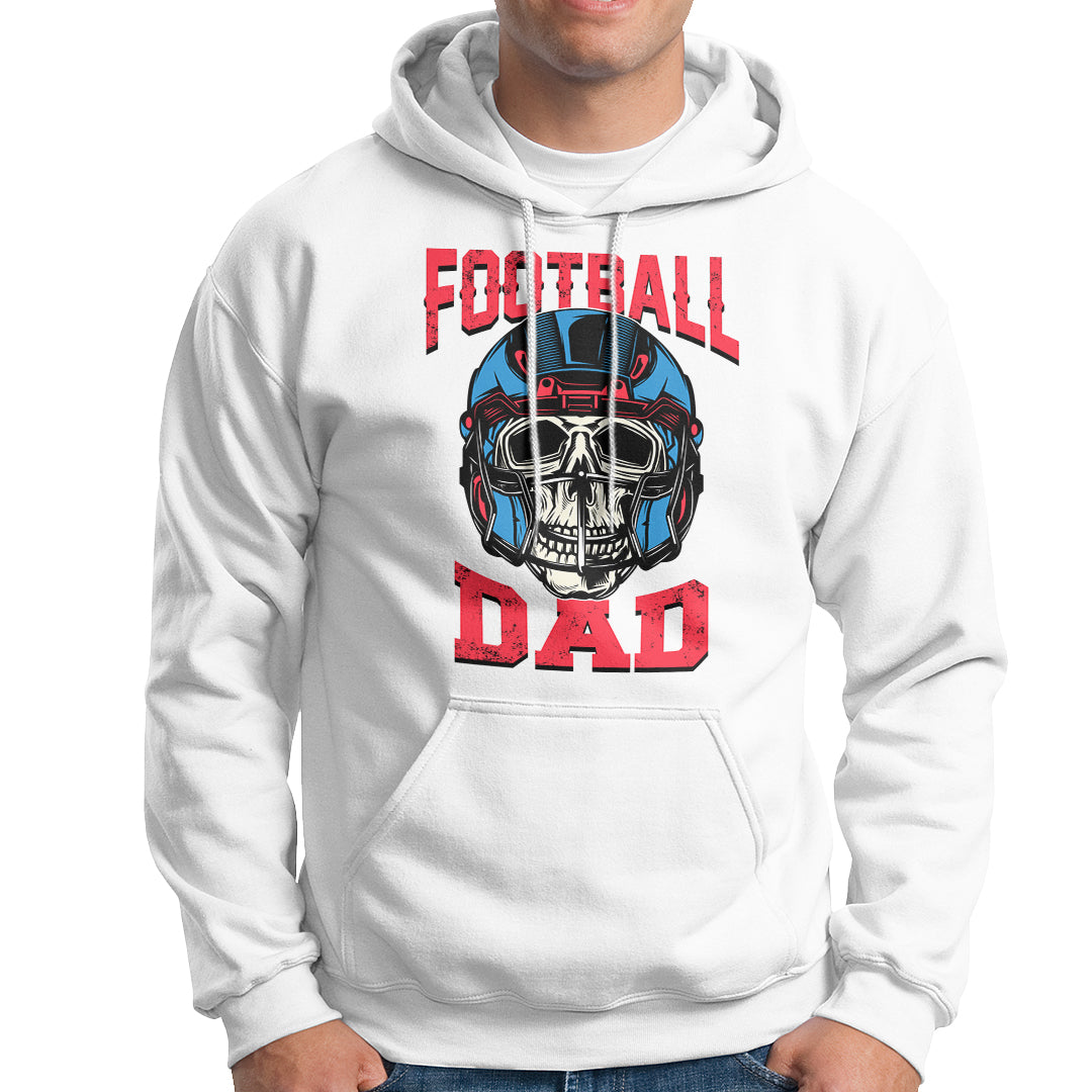 Football Dad Hoodie Football Dad Daddy Rugby Football Lover Skull with Helmet Father's Day Gifts for Men Dad - Wonder Print Shop