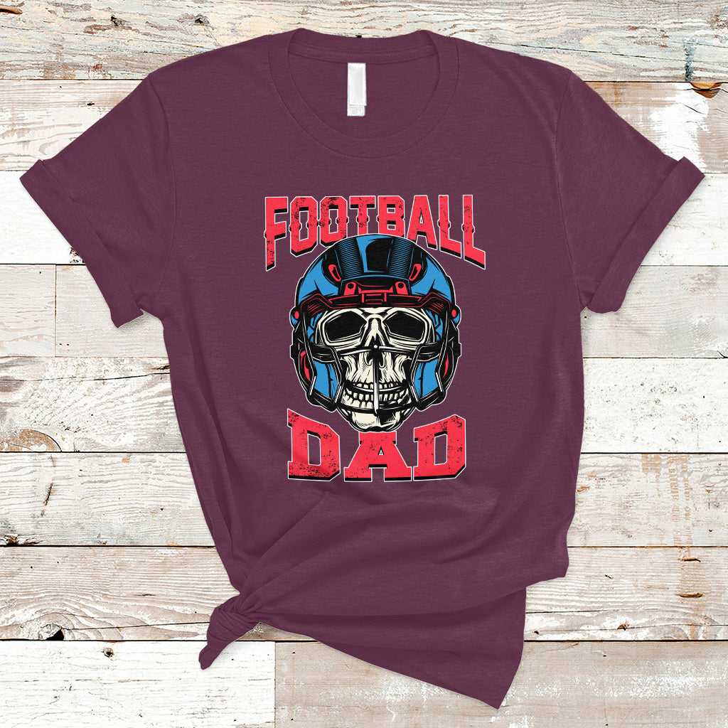 Football Dad T Shirt Football Dad Daddy Rugby Football Lover Skull with Helmet Father's Day Gifts for Men Dad - Wonder Print Shop