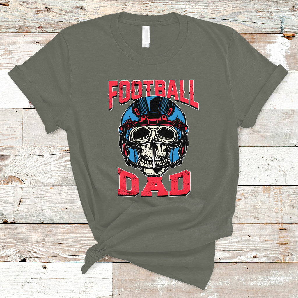 Football Dad T Shirt Football Dad Daddy Rugby Football Lover Skull with Helmet Father's Day Gifts for Men Dad - Wonder Print Shop
