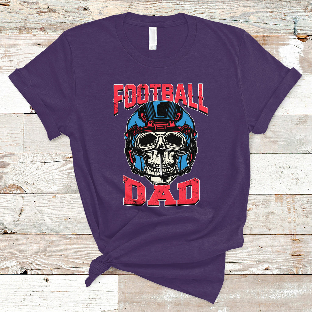 Football Dad T Shirt Football Dad Daddy Rugby Football Lover Skull with Helmet Father's Day Gifts for Men Dad - Wonder Print Shop