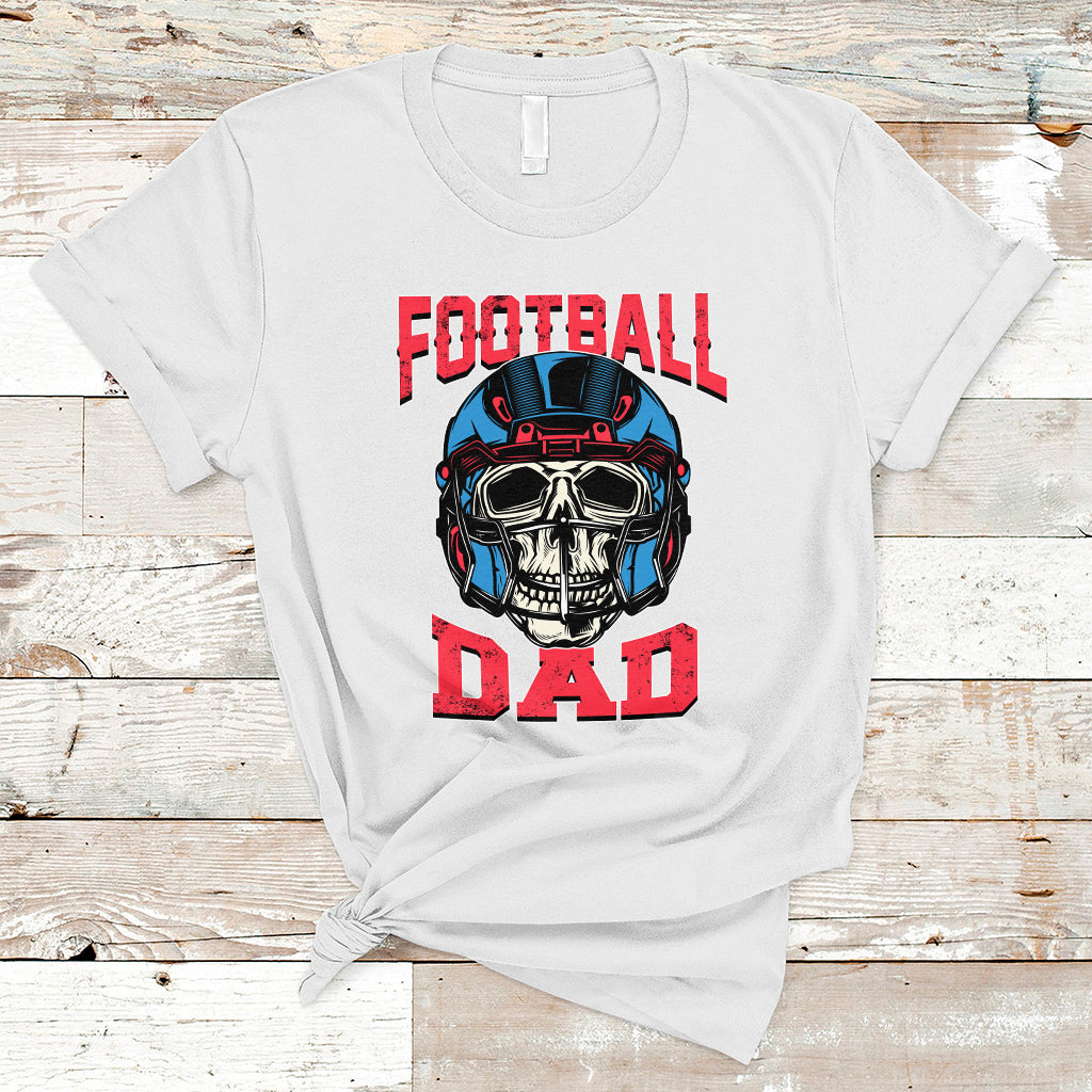 Football Dad T Shirt Football Dad Daddy Rugby Football Lover Skull with Helmet Father's Day Gifts for Men Dad - Wonder Print Shop