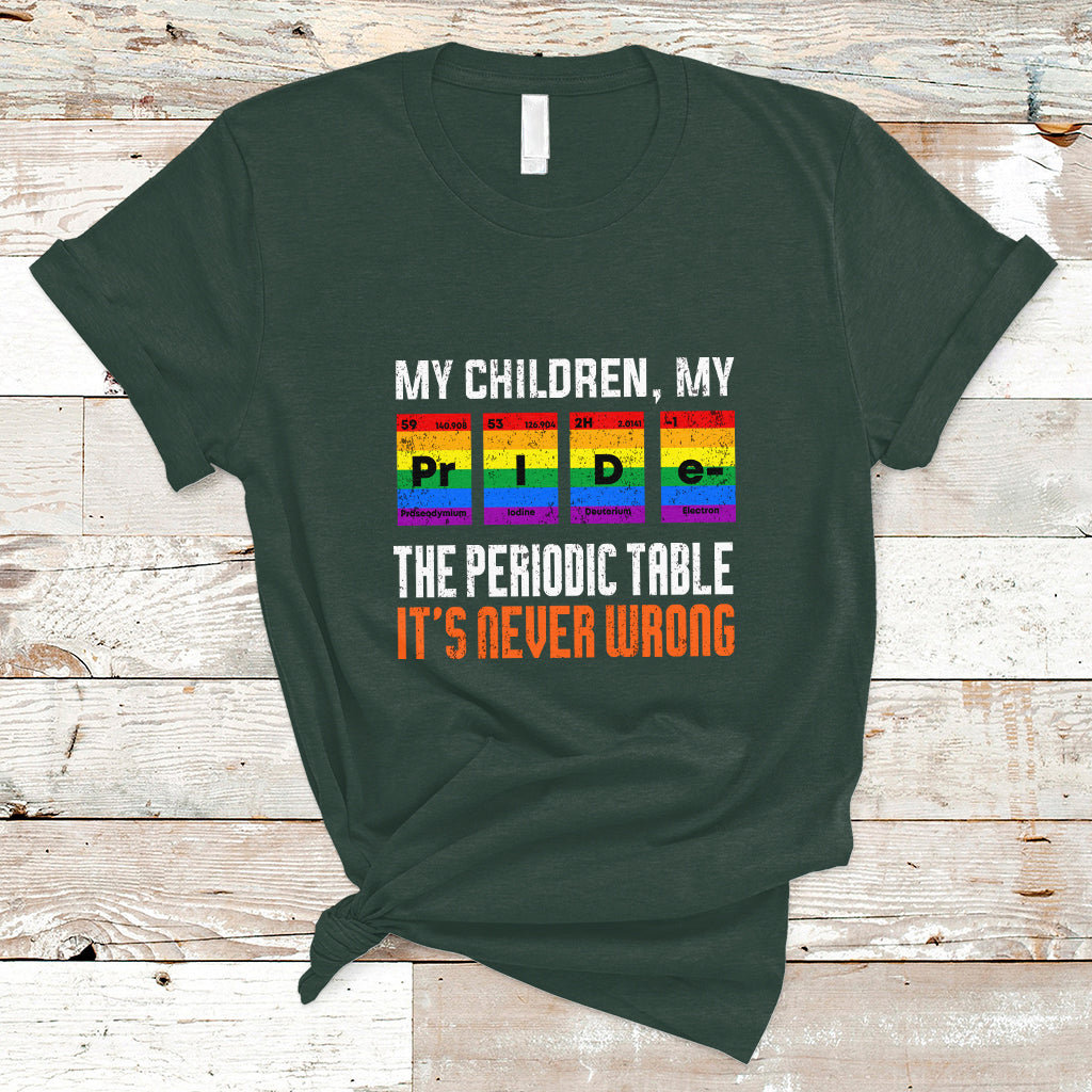 LGBT Mom T Shirt My Children My Pride Vintage Periodic Table LGBT Pride Flag - Wonder Print Shop