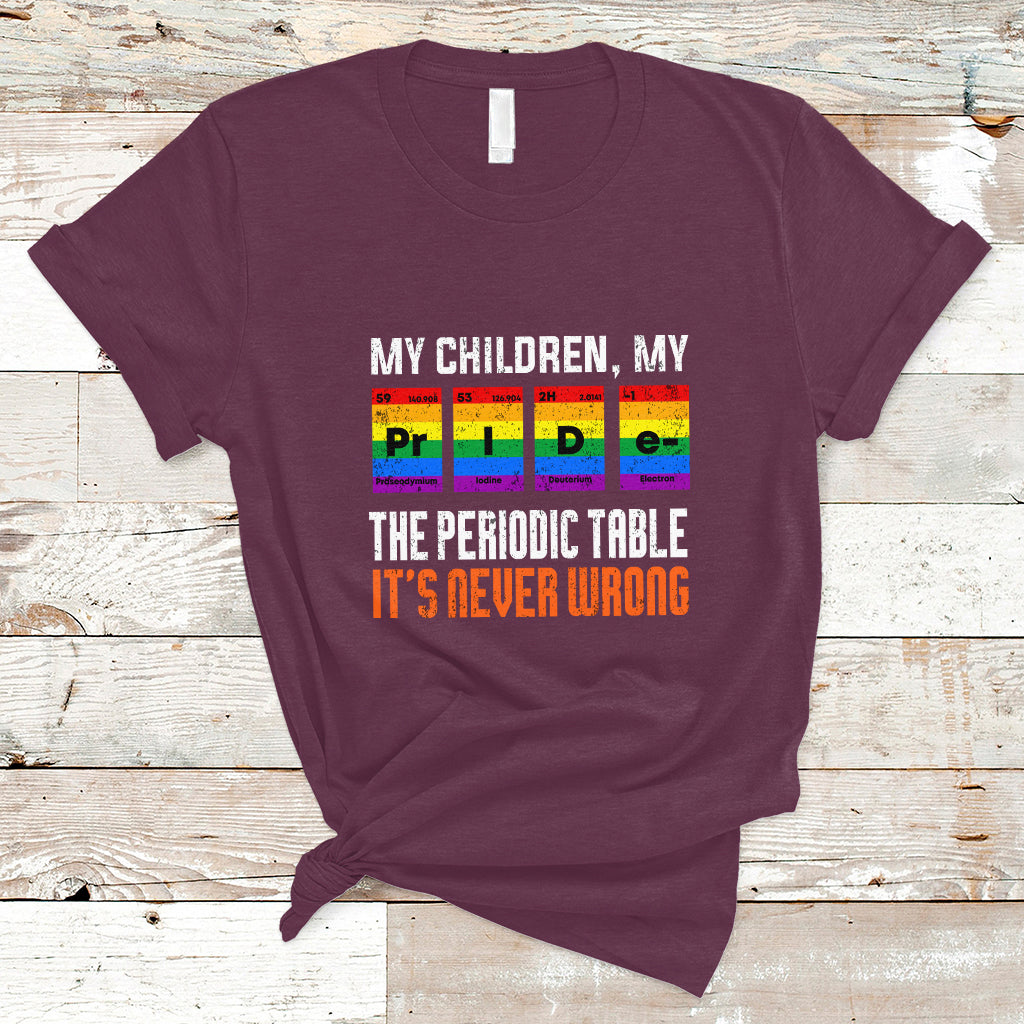 LGBT Mom T Shirt My Children My Pride Vintage Periodic Table LGBT Pride Flag - Wonder Print Shop
