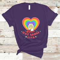 Cat Mom T Shirt Best Cat Mom Ever Cat Lover Owner Cute Rainbow Cat Paw Print - Wonder Print Shop
