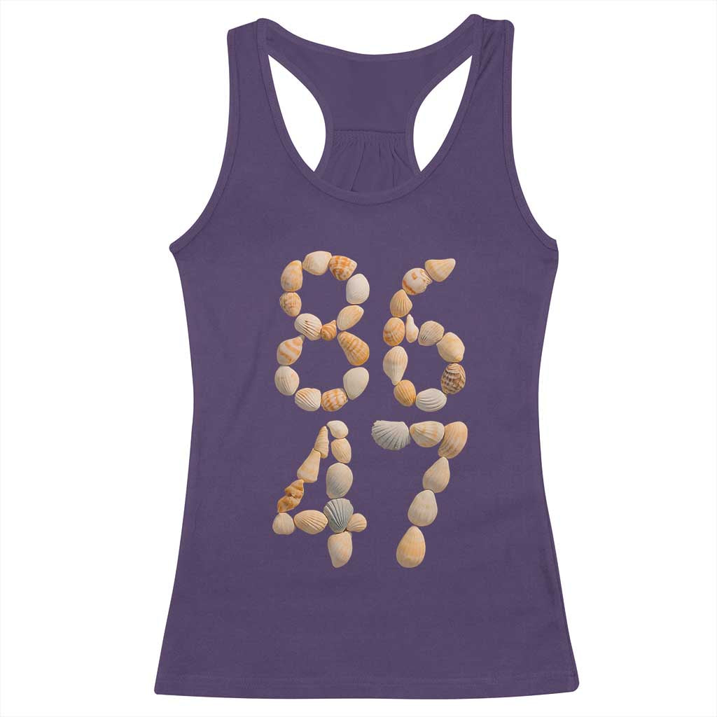 86 47 Seashell Subtle Summer Coastal Graphic Racerback Tank Top Viral Beach Walk Political Satire