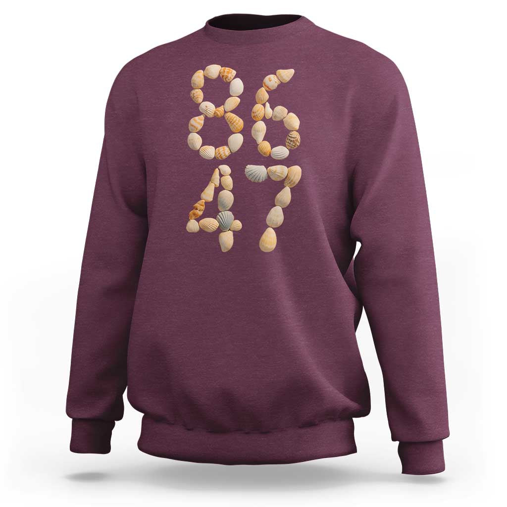 86 47 Seashell Subtle Summer Coastal Graphic Sweatshirt Viral Beach Walk Political Satire