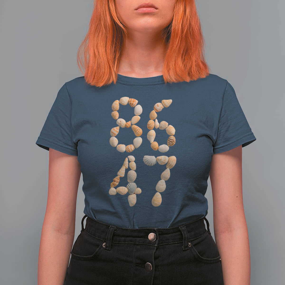 86 47 Seashell Subtle Summer Coastal Graphic T Shirt For Women Viral Beach Walk Political Satire