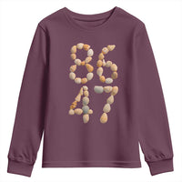 86 47 Seashell Subtle Summer Coastal Graphic Youth Sweatshirt Viral Beach Walk Political Satire