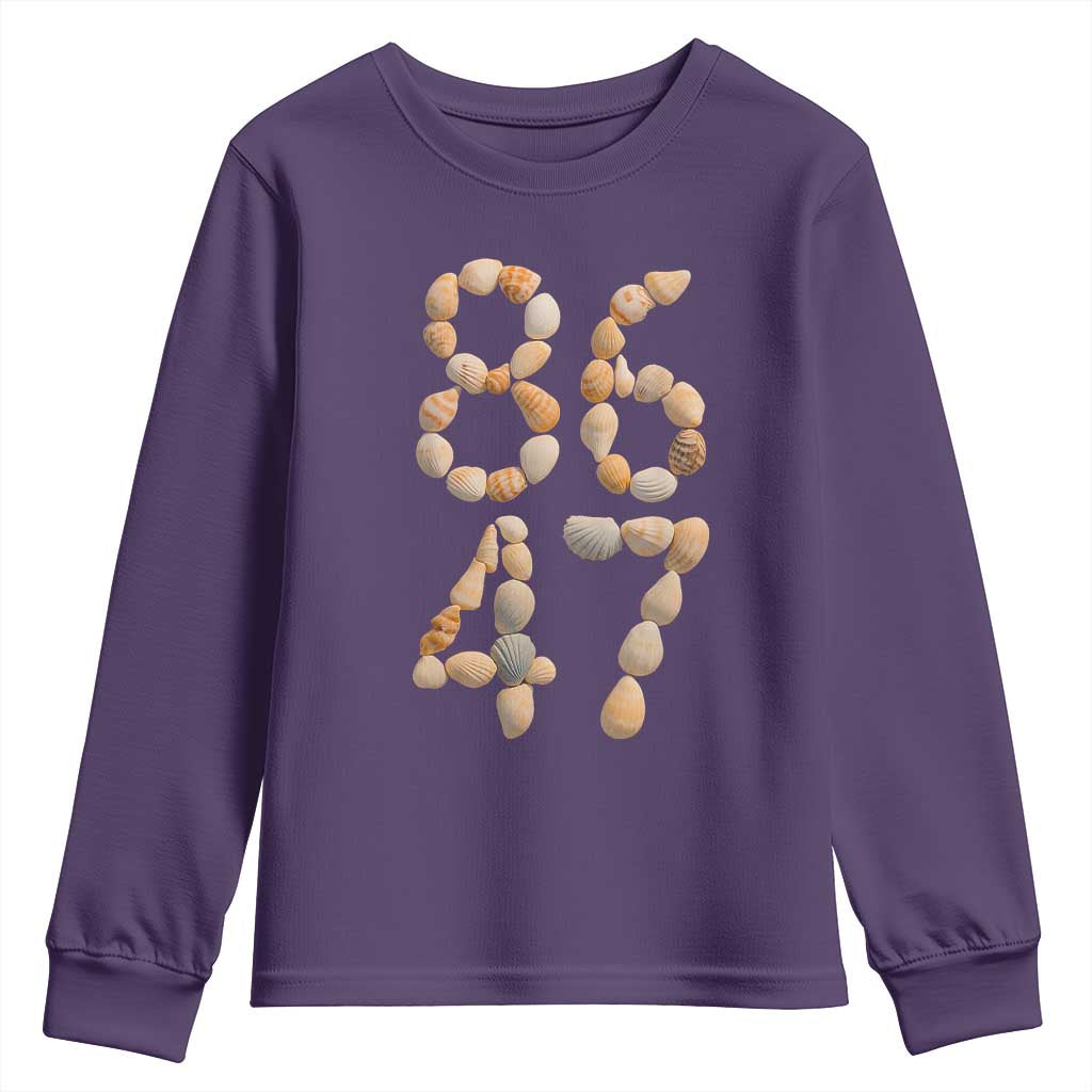 86 47 Seashell Subtle Summer Coastal Graphic Youth Sweatshirt Viral Beach Walk Political Satire