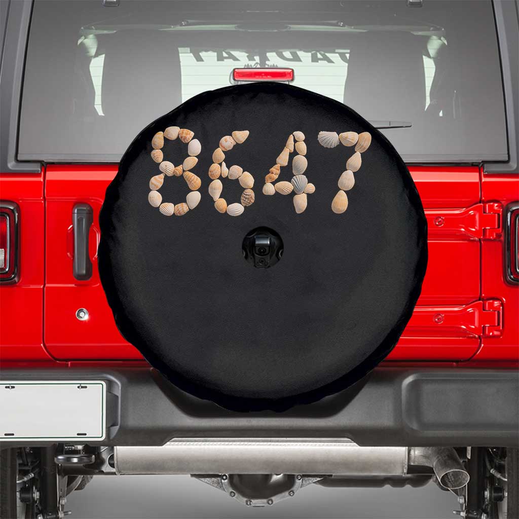 86 47 Seashell Beach Walk Graphic Spare Tire Cover Subtle Coastal Summer Political Satire