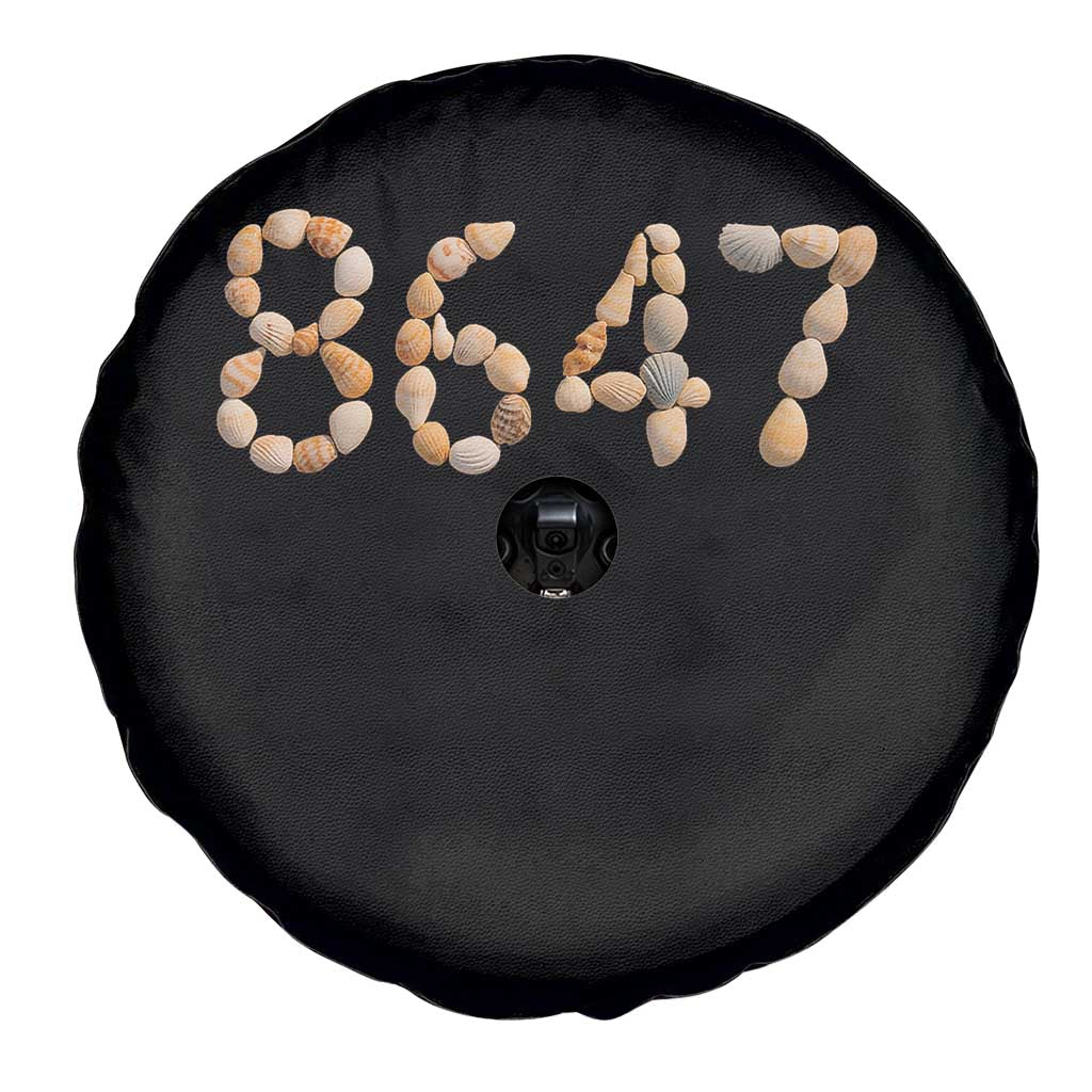 86 47 Seashell Beach Walk Graphic Spare Tire Cover Subtle Coastal Summer Political Satire