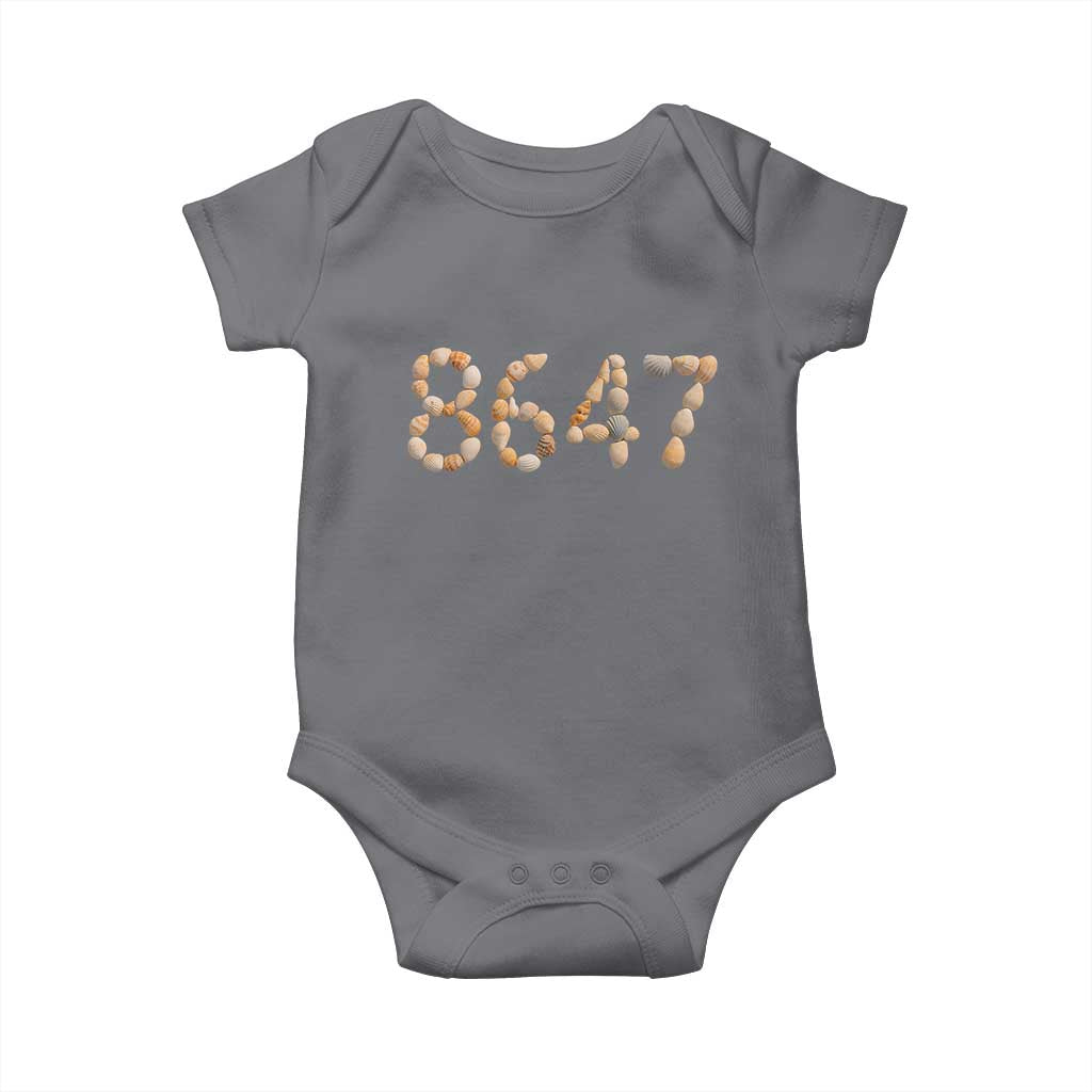 86 47 Seashell Beach Walk Graphic Baby Onesie Subtle Coastal Summer Political Satire
