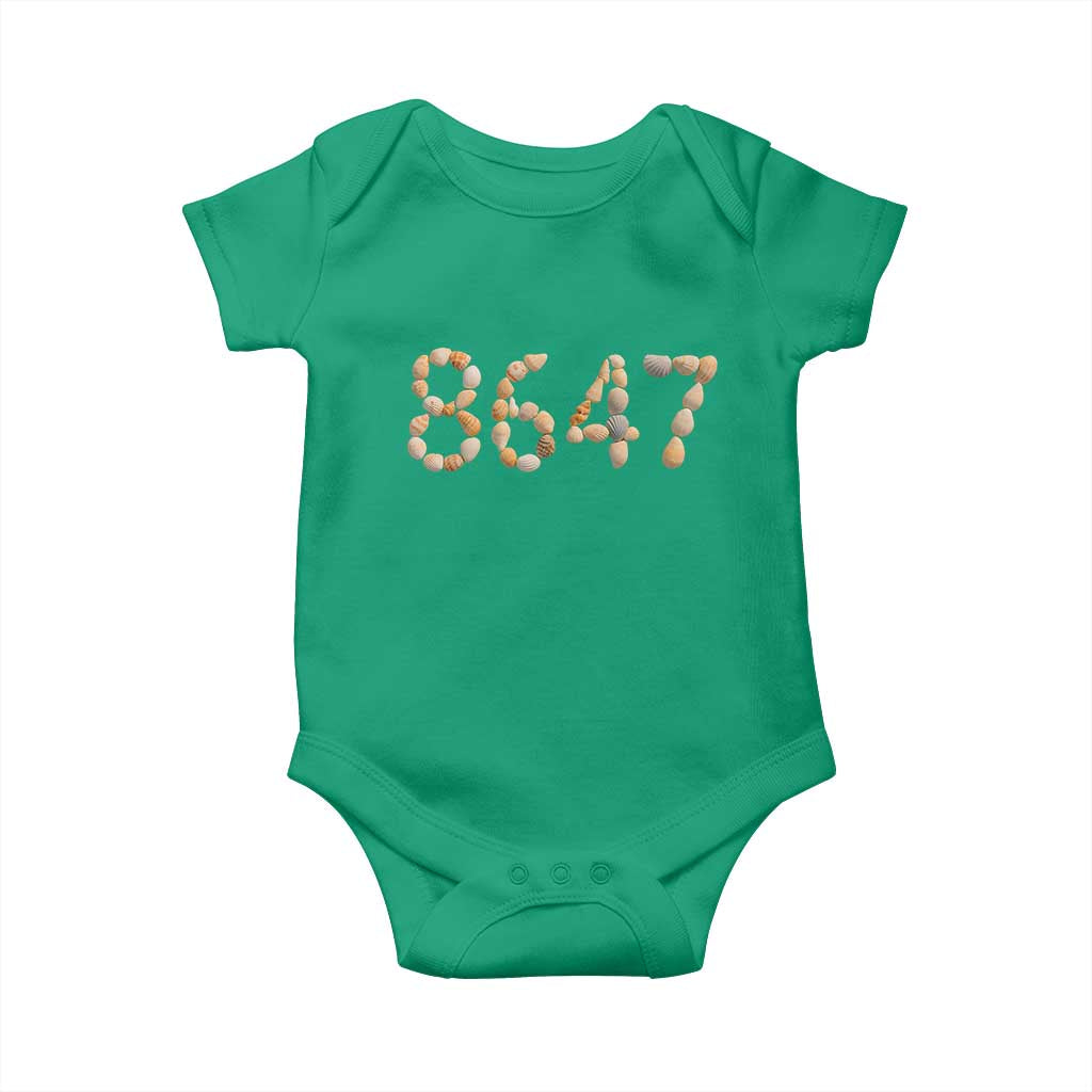 86 47 Seashell Beach Walk Graphic Baby Onesie Subtle Coastal Summer Political Satire