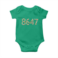 86 47 Seashell Beach Walk Graphic Baby Onesie Subtle Coastal Summer Political Satire