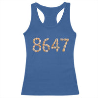 86 47 Seashell Beach Walk Graphic Racerback Tank Top Subtle Coastal Summer Political Satire