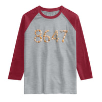 86 47 Seashell Beach Walk Graphic Raglan Shirt Subtle Coastal Summer Political Satire