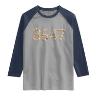 86 47 Seashell Beach Walk Graphic Raglan Shirt Subtle Coastal Summer Political Satire