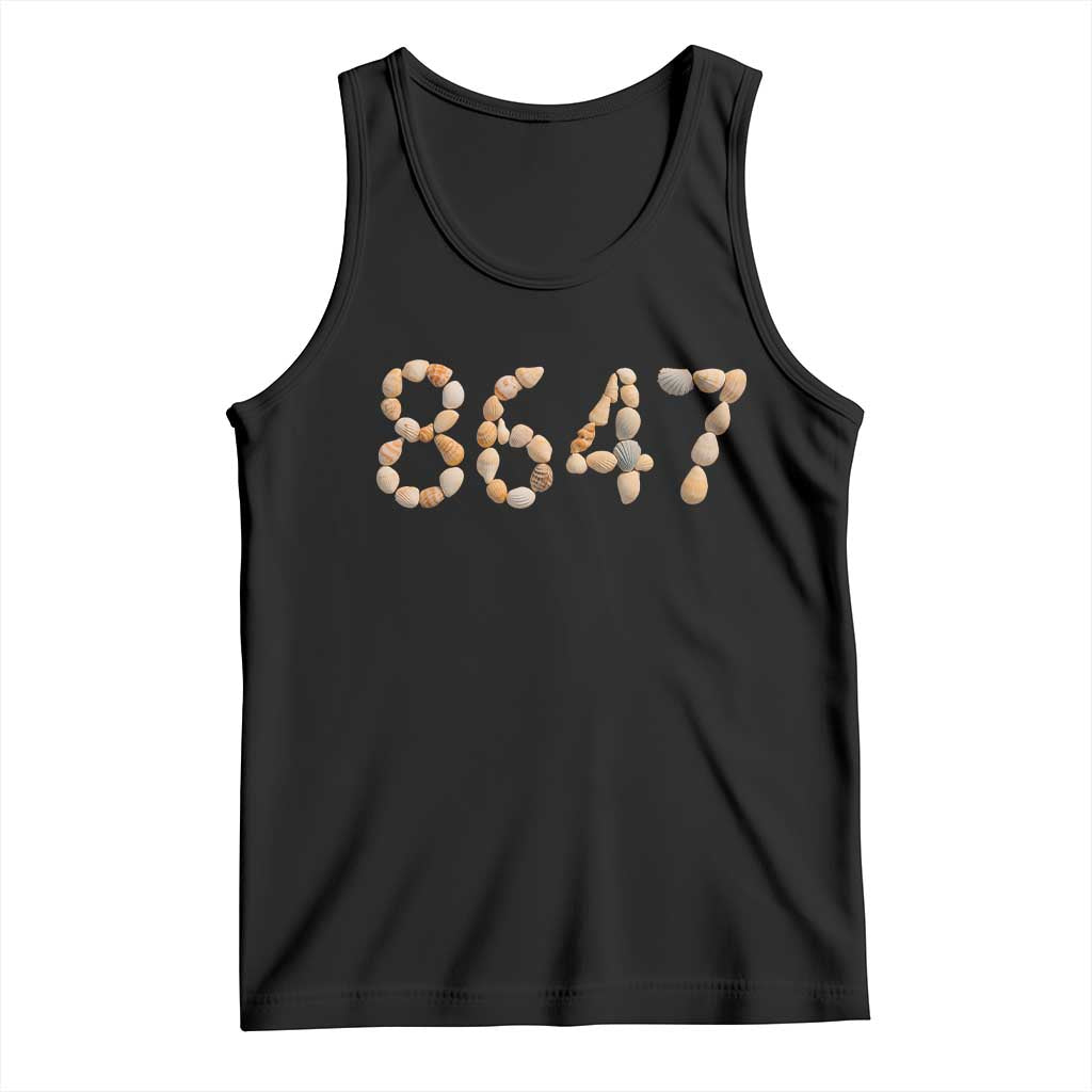 86 47 Seashell Beach Walk Graphic Tank Top Subtle Coastal Summer Political Satire
