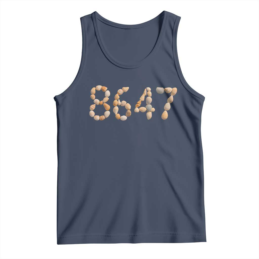 86 47 Seashell Beach Walk Graphic Tank Top Subtle Coastal Summer Political Satire