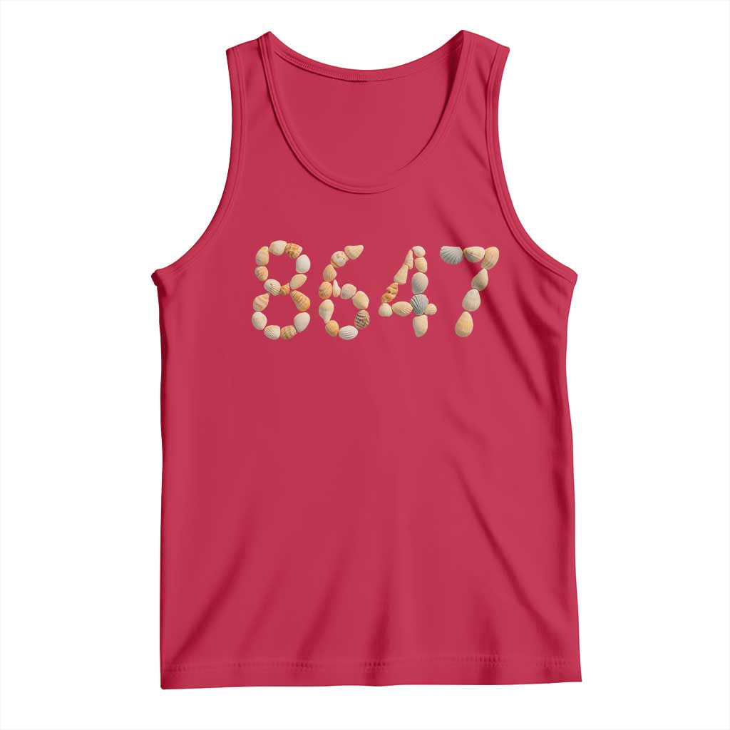 86 47 Seashell Beach Walk Graphic Tank Top Subtle Coastal Summer Political Satire