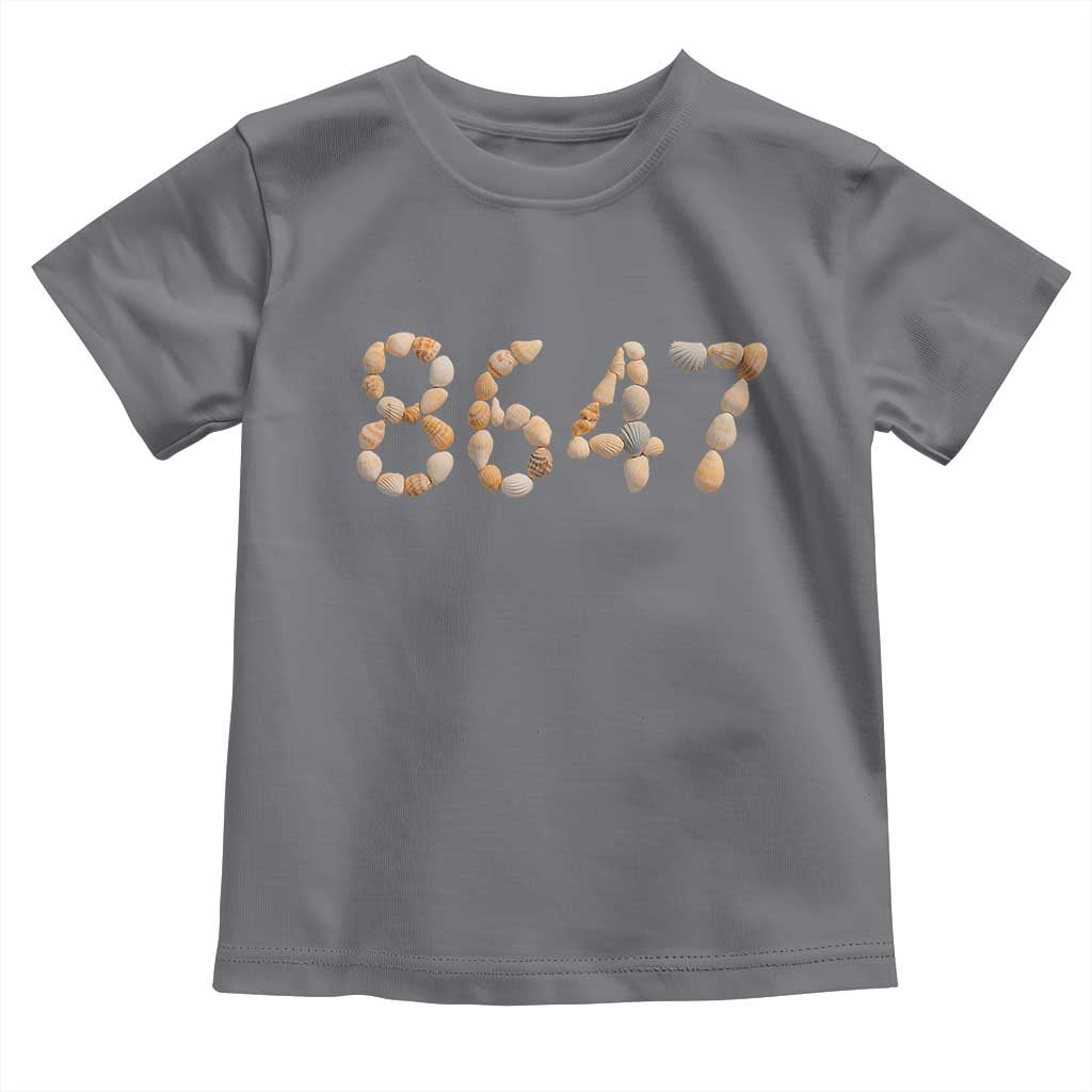 86 47 Seashell Beach Walk Graphic Toddler T Shirt Subtle Coastal Summer Political Satire