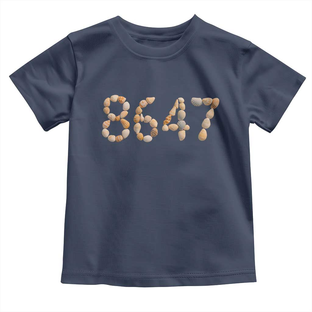 86 47 Seashell Beach Walk Graphic Toddler T Shirt Subtle Coastal Summer Political Satire