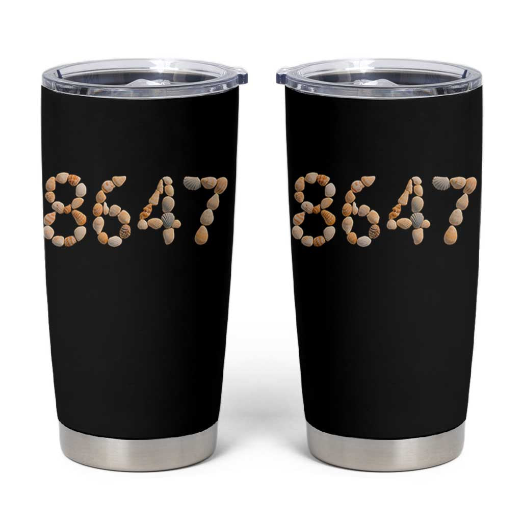 86 47 Seashell Beach Walk Graphic Tumbler Cup Subtle Coastal Summer Political Satire