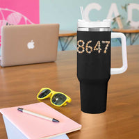 86 47 Seashell Beach Walk Graphic Tumbler With Handle Subtle Coastal Summer Political Satire
