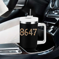 86 47 Seashell Beach Walk Graphic Tumbler With Handle Subtle Coastal Summer Political Satire