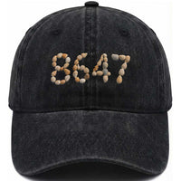 86 47 Seashell Beach Walk Graphic Washed Cotton Baseball Cap Subtle Coastal Summer Political Satire