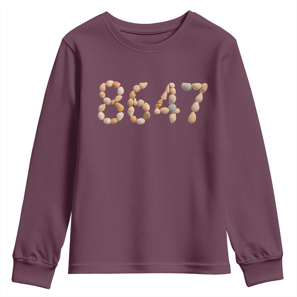 86 47 Seashell Beach Walk Graphic Youth Sweatshirt Subtle Coastal Summer Political Satire